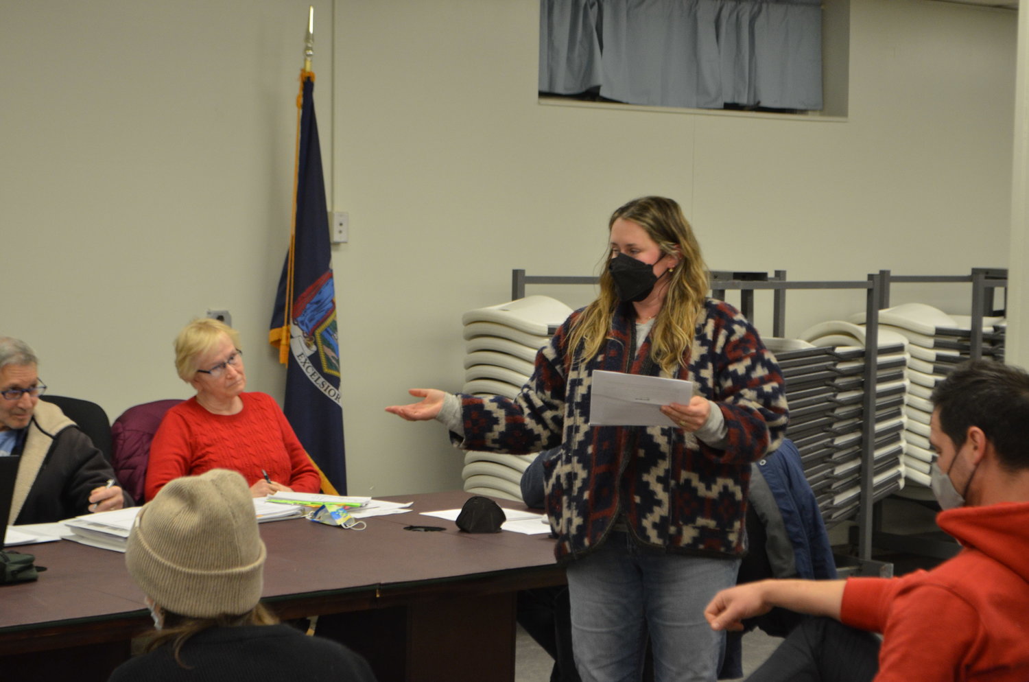 Kathryn Andrews speaking before Tusten's Zoning Board of Appeals on February 14.